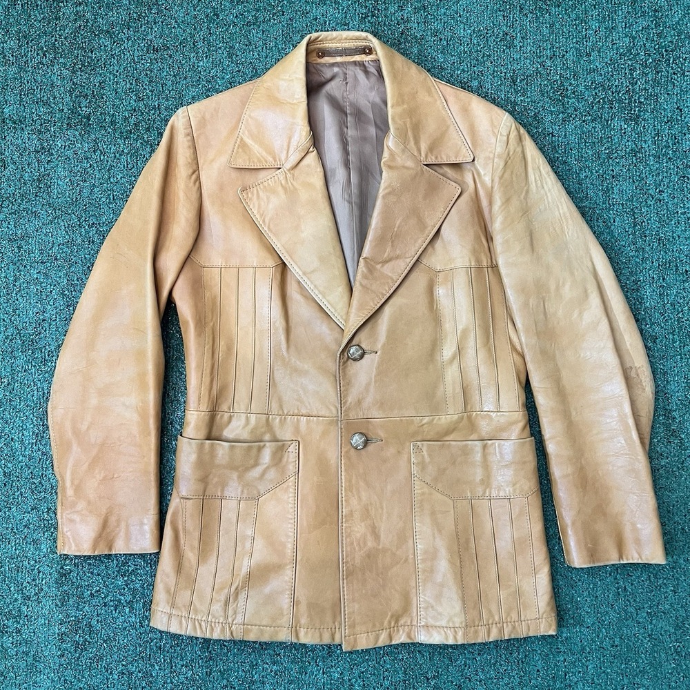 Vintage 1970s A Robert Lewis Idea Lambskin Leather Jacket Size 40 Brown Tan